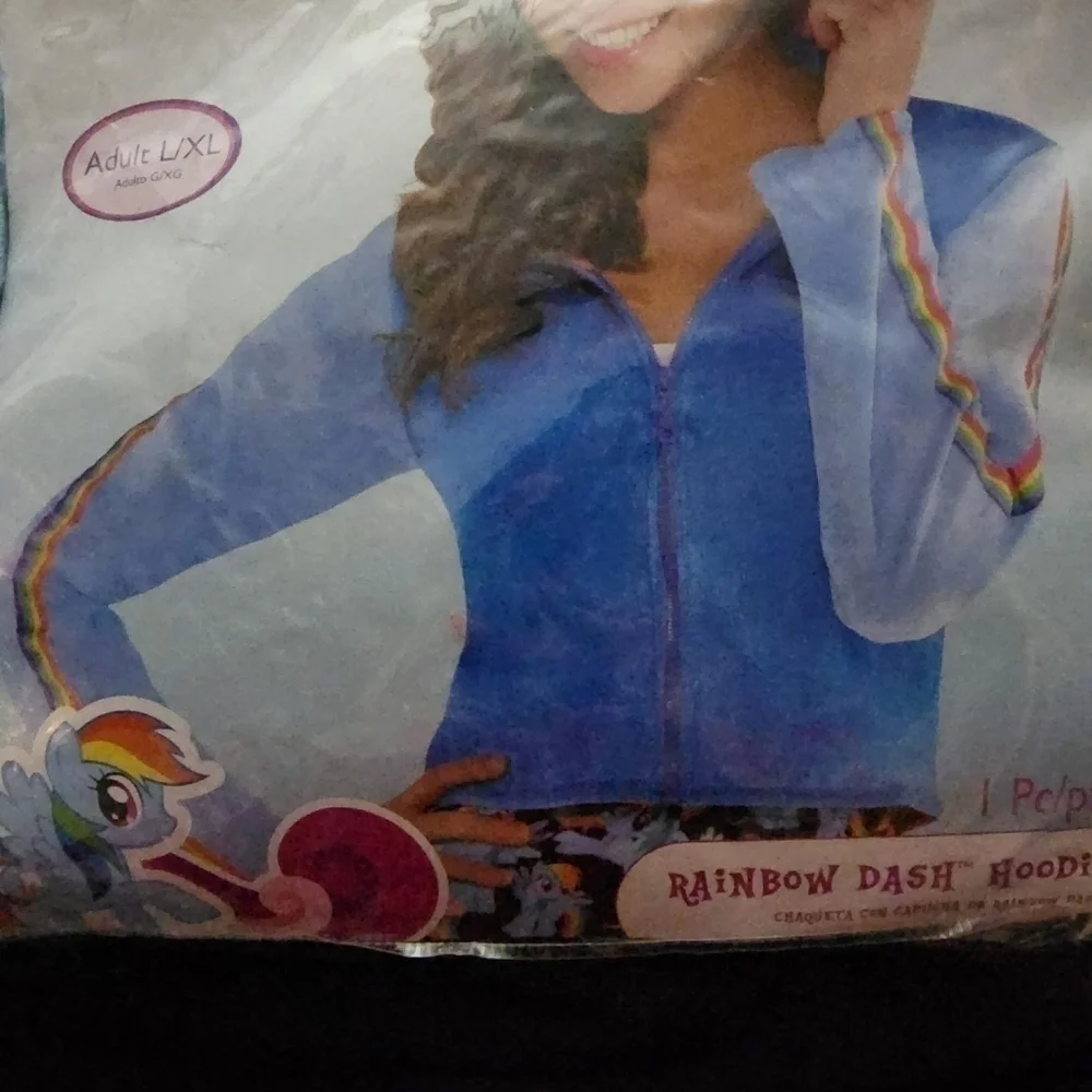 NWT My Little Pony Rainbow Dash Hoodie Adult L/XL Halloween Costume Cosplay New - Picture 3 of 13